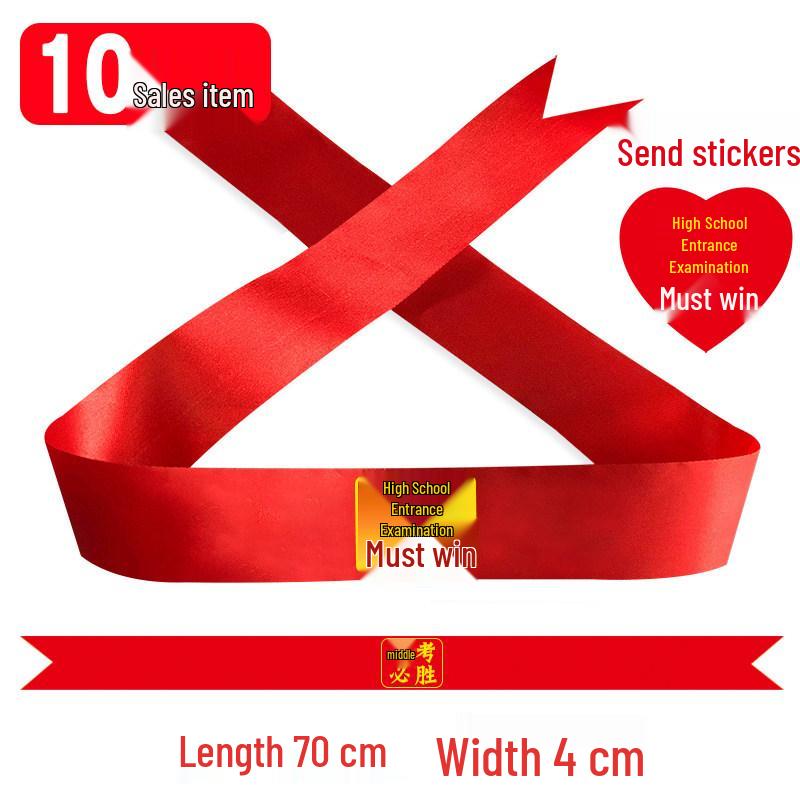 Custom 'Go for it' Headband & Wristband Set: Perfect for School Entrance Exams and Sports Meets - Red Ribbon Design