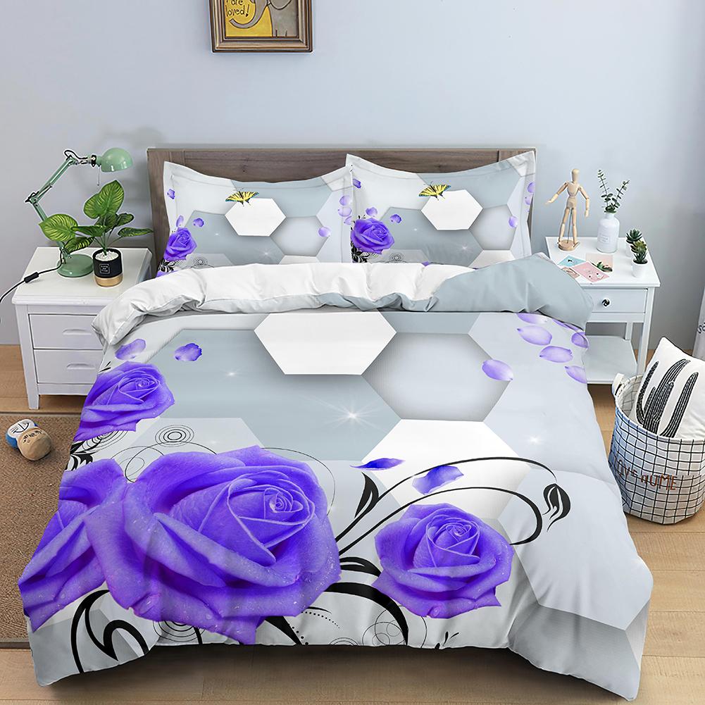 3D Nature Landscape King Queen Duvet Cover Flowers Green Leaves Bedding Set Shimen View Quilt Cover Polyester Comforter Cover