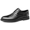 Fashion Crocodile Pattern Mens Brogues Shoes Classic Retro Male Genuine Leather Oxford Shoes Lace Up Business Shoes Formal Office Flats