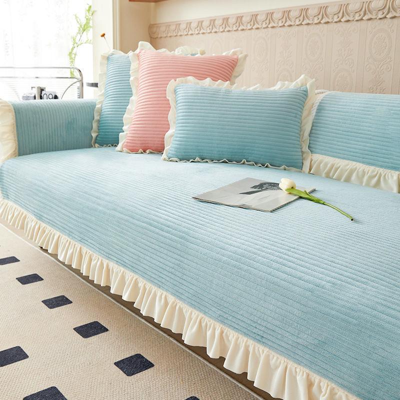 Winter Plush Sofa Cushion European Four Seasons Universal Simple Modern Crystal Suede Non-Slip Seat Cover Cover Cloth
