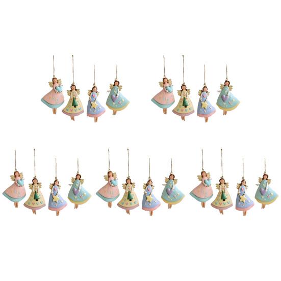 Tre Engel Julepynt Rustikk Gårdshus Engeldekorasjoner Juletre Hengepynt for Ferie Hjemmedekor