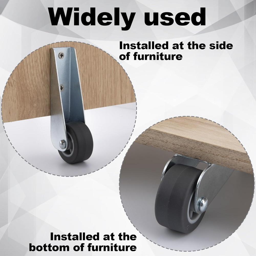 2 Pcs Gate Caster Wheels Replacement, Rubber Rolling Swivel Casters, Non-Slip Pulley Directional Wheel