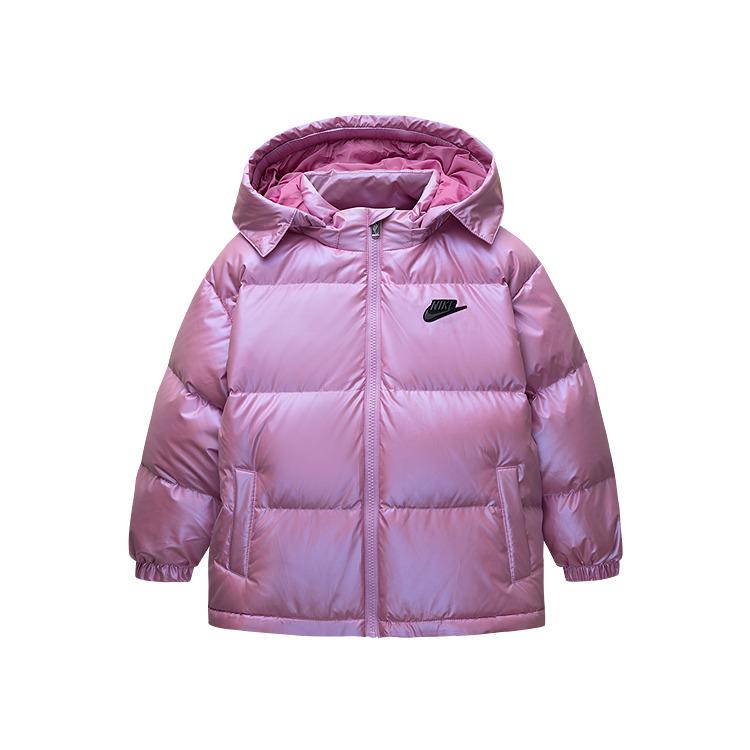 Nike Minimalist Removable Hooded Warm Fashionable Comfortable Down Jacket Kids Jacket Moonstone-Purple Crimson NY2442053GS-002