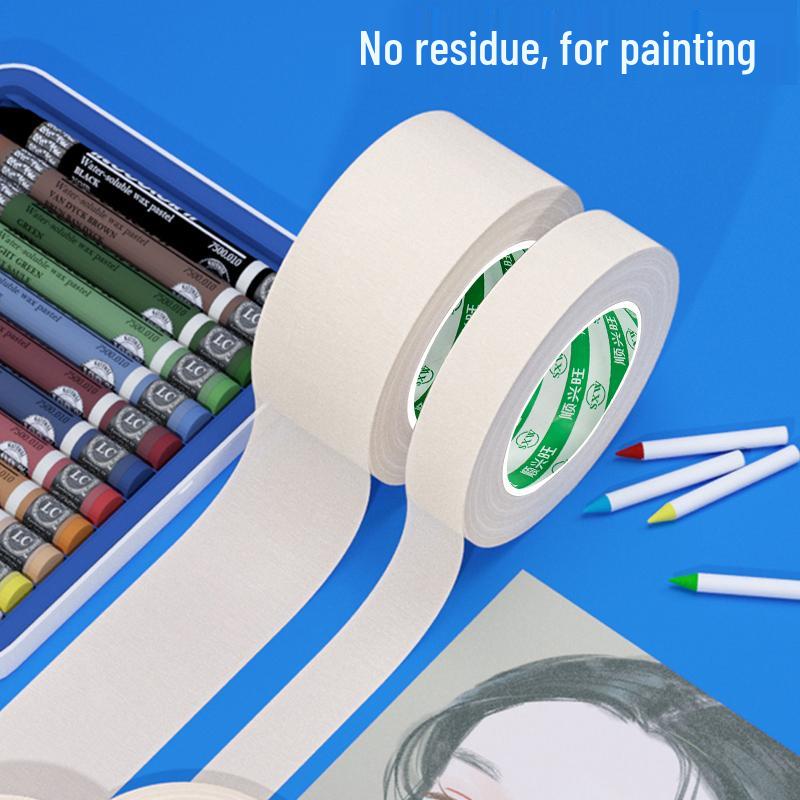 

White High-Viscosity Creped Washi Tape for Masking, Decorating, Spray Painting, Grouting, and Color Separation - Single-Sided Tape 1cm x 50m