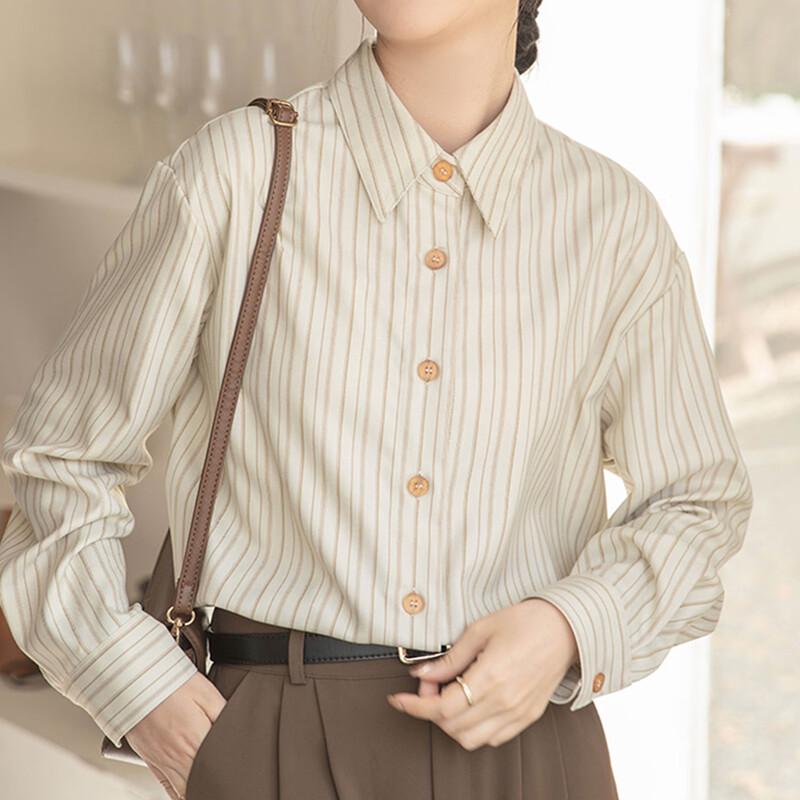 Women's Striped Loose-Fit Long Sleeve Shirt