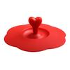 Cup Cover Food-grade Heart Handle Silicone Solid Color Anti-dust Cup Lid for Cup