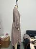 European and American Women's V-Neck Striped Belt Shirt Dress - Autumn 2025 Fashion