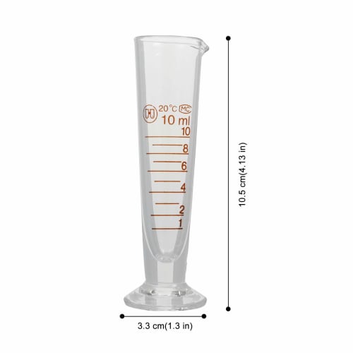 iplusmile 10ml Glass Measuring Cup Scale Cone Mini Transparent Laboratory Cylinder Clear Experiment Tool for Mixing Paint Liquids