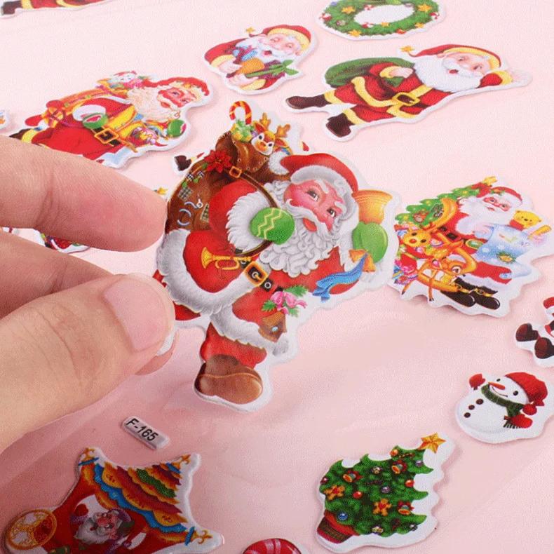 5 gab. Ziemassvētku dāvana Priecīgus Ziemassvētkus 3D burbuļuzlīme Multfilmu Ziemassvētku vecītis Zvans Pufīgas uzlīmes Jaunais gads Ziemassvētki Līpošs dekors bērnam