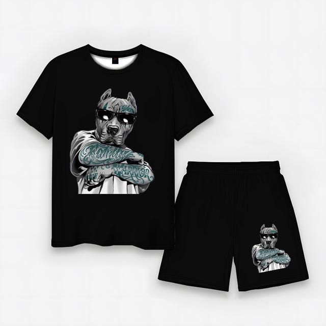 2023 Summer Men's New Horror Skull 3D Printing Fun Simple Sports Fashion Casual Set Short Sleeve+Shorts Large Asian Size XXS-6XL