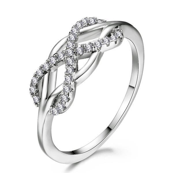 

Кольцо в форме восьмерки с бриллиантовой инкрустацией, Классическое циркониевое кольцо AAA Восемь сердец Восемь стрел 5