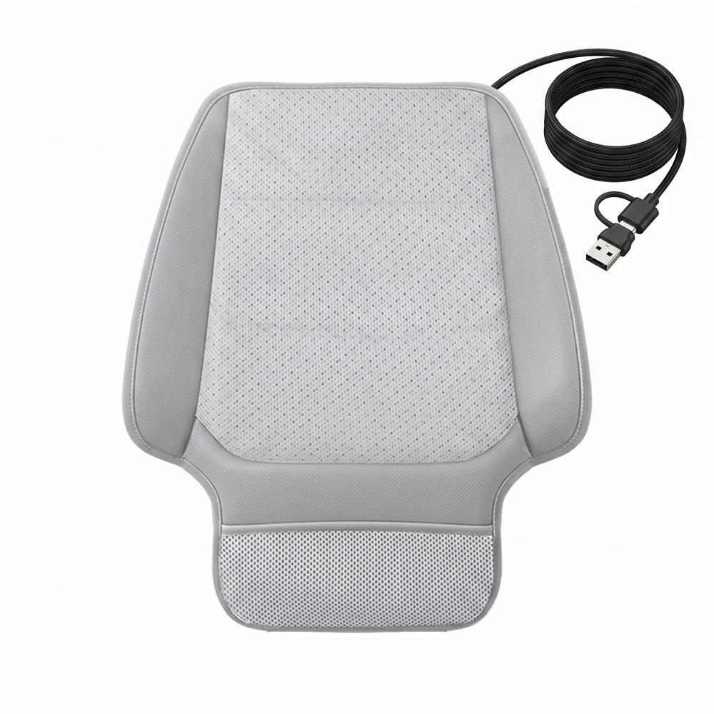 Summer Cooling Car Seat Cushion Auto Ventilated USB Seat Pad 5V USB-C Breathable Mesh Fan Cool Ventilation Seat for Truck SUV Polyester серый