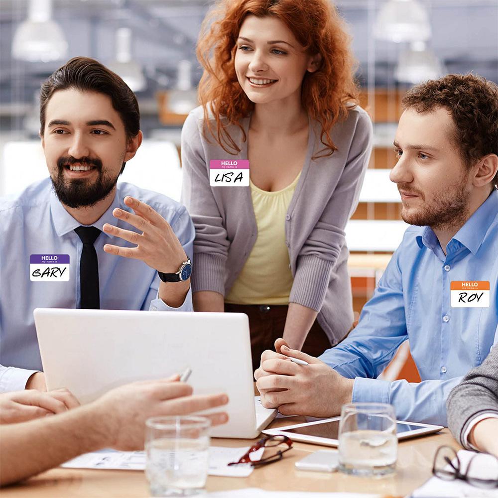 80Pcs Name Tags Hello My Name Is Stickers 6 Colors Colorful Name Tag Stickers For Office Meeting 3.5" X 2" (10 Sheets)