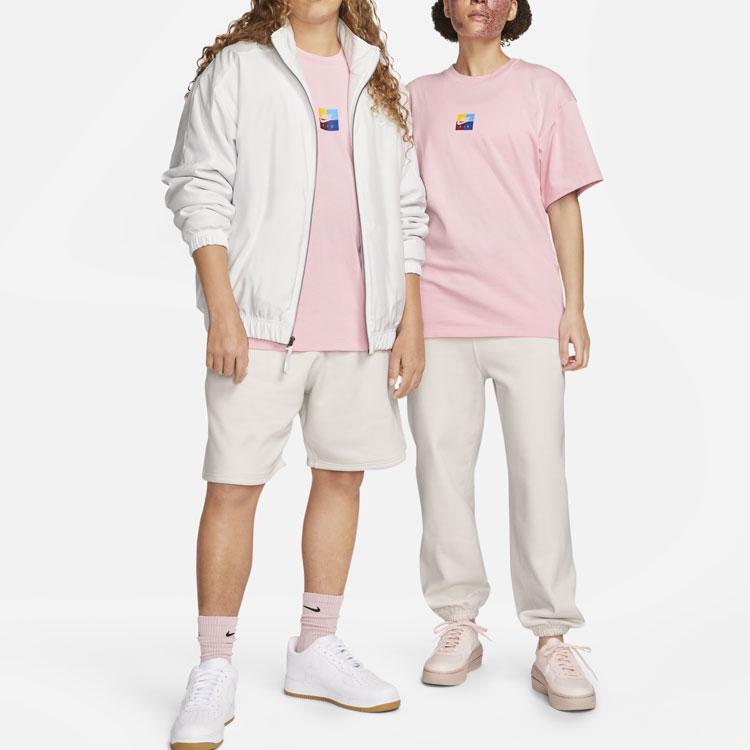 Nike Letter Print Round Neck Short Sleeve T-Shirt Unisex Tops Medium-Soft-Pink FD8541-690