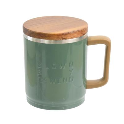 Sabu Blowin Woody Stainless Steel Thermos 423628 Mug, Green, 400ml,