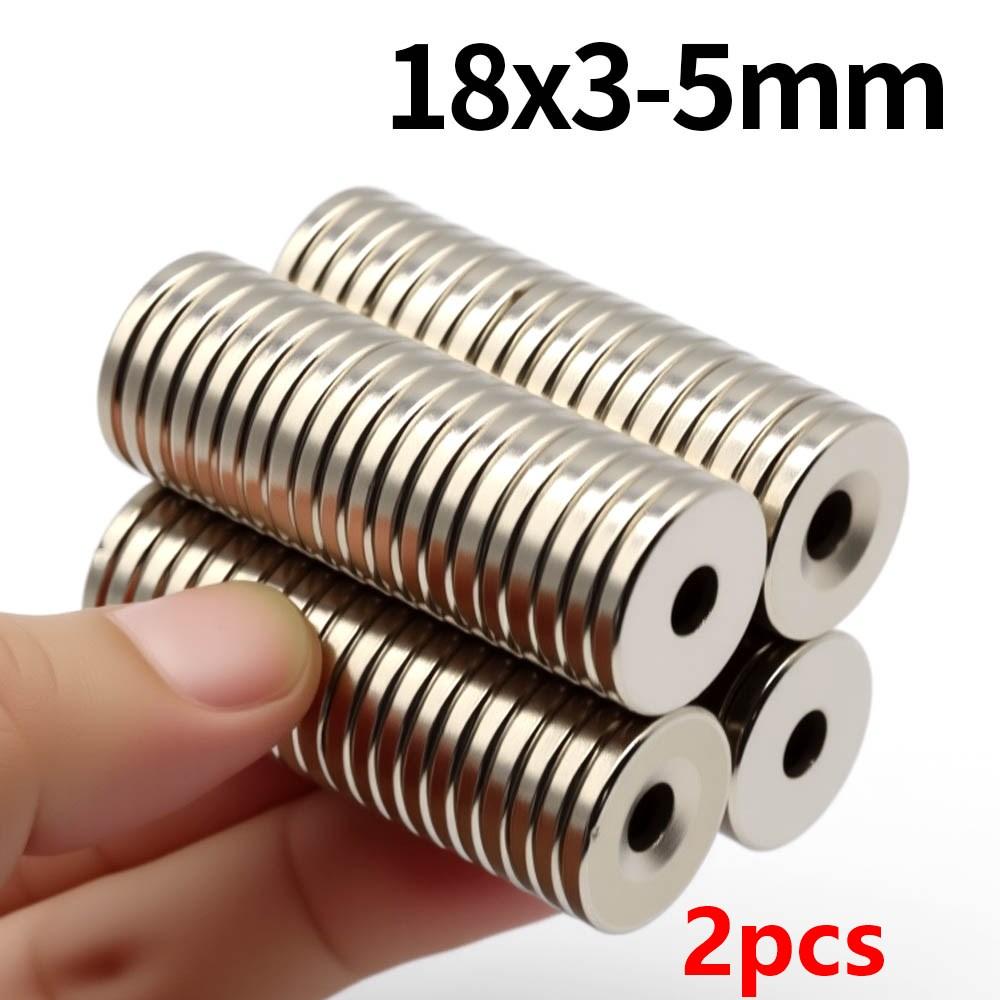

18x3-5mm Super Strong Neodymium Magnet N35 NdfeB Permanent Magnetic imanes Round With Holes Powerful Magnets Refrigerator Magnet