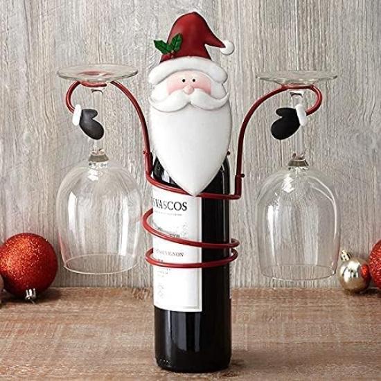 Christmas Wine Glass Holder Wine Racks Counter top Freestanding Metal, Uniquie Ornament for Home Decor & Kitchen Storage Rack, Bar, Wine Cellar,