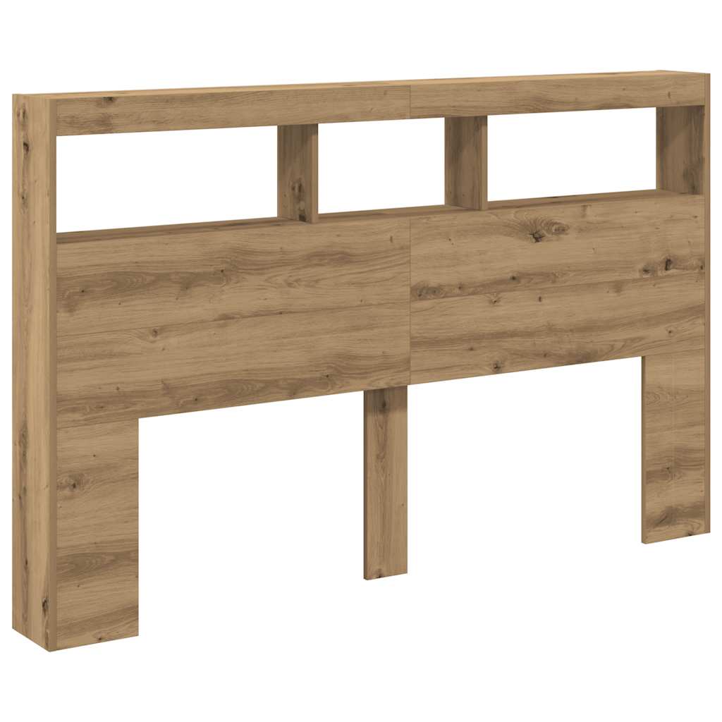 LED Headboard with Shelves Artisan Oak 160 x 17 x 102 cm