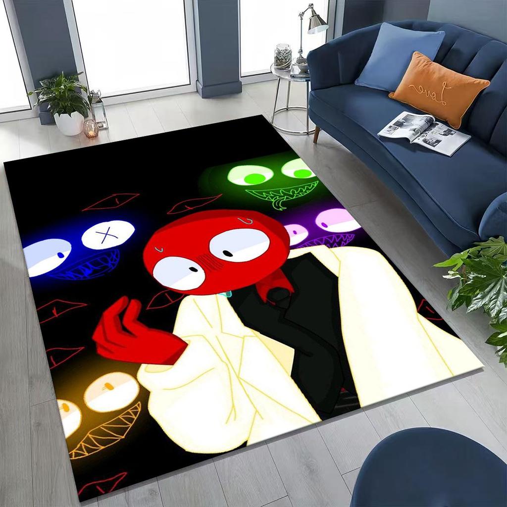 Game 3D R-Rainbow F-Friends Cartoon Art Rug for Bedroom Living Room Sofa Home Doormat Decor,Large Kid Play Non-slip Floor Mat