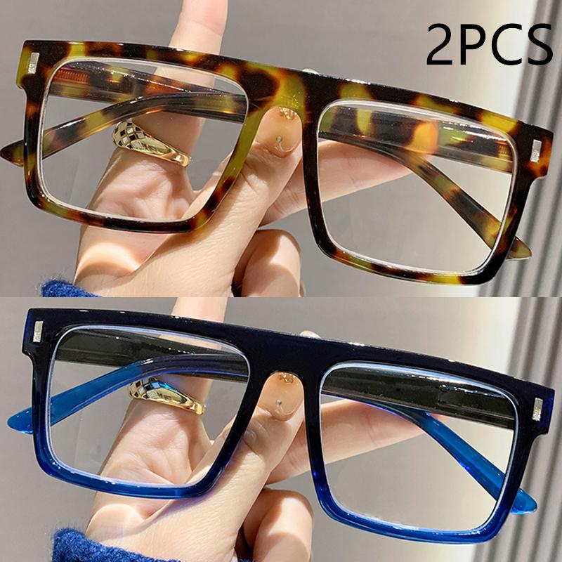 2/3PC New fashion large frame reading glasses trendy square frame rice nail middle-aged and elderly goggles reading glasses