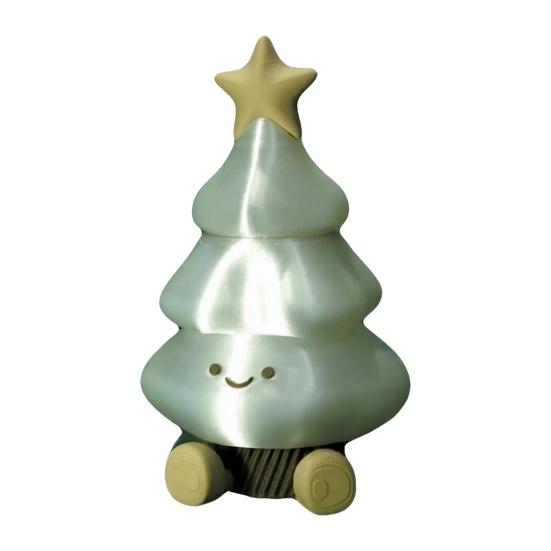 Detachable Cartoon Tree Ornament 3D Printed Christmas Figurine, Cute Smiling Face Storage Miniature Holiday Decorations Desktop Ornament,