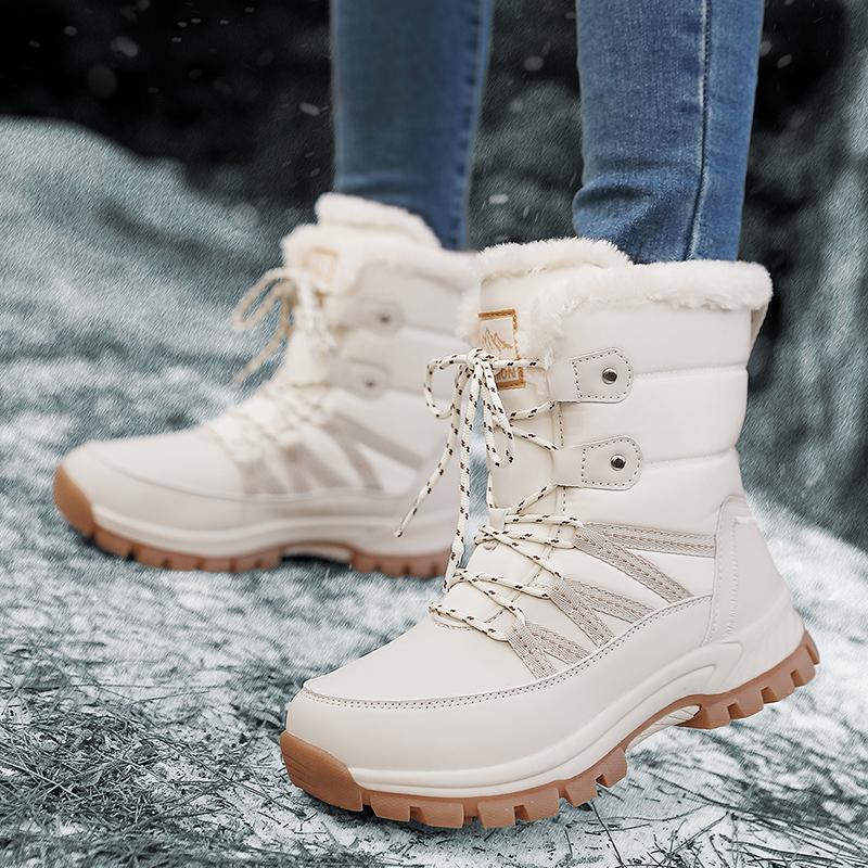 Women Pink Snow Boots Winter Plus Size White Walking Shoes Waterproof Outdoor High Hiking Shoes