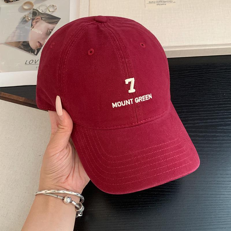 Korean-Style Embroidered Baseball Cap for Women - Wide Brim, Face-Slimming, Plus Size, Deep Sunshade Duckbill Hat