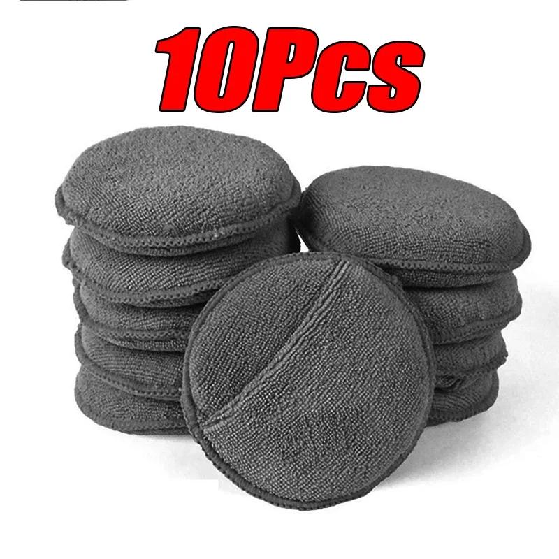 10Pcs Car Detailing Applicator Pads Microfiber Round Foam Sponges Soft Wax Polish Cleaning Tools