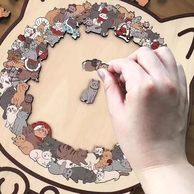 Holzkatzen-Puzzle Katzenförmiges Holz-Puzzle Unregelmäßige Puzzleteile Spiel Geburtstag Weihnachtsgeschenke Für Katzenliebhaber Heimdeko