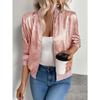Women's Stand Collar Long Sleeve Metallic Zip-Up Bomber Jacket Regular Fit Casual Outerwear