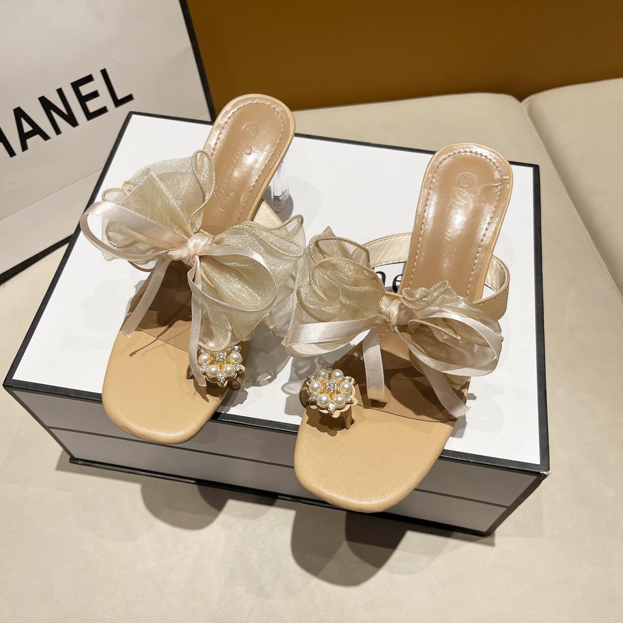 

Модные тапочки, туфли для женщин, летние босоножки, супер высокие каблуки, прозрачные, милый бант, сексуальное, элегантное, вечернее платье, роскошные, массивные 35 абрикосовый