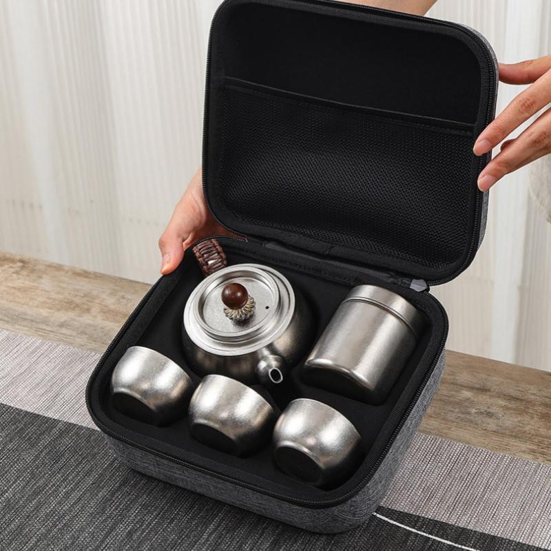Pure Titanium Water Kettle Anti-Heat Handle Single Layer Anti-Bacterial Outdoor Camping Tea Pot Drinkware