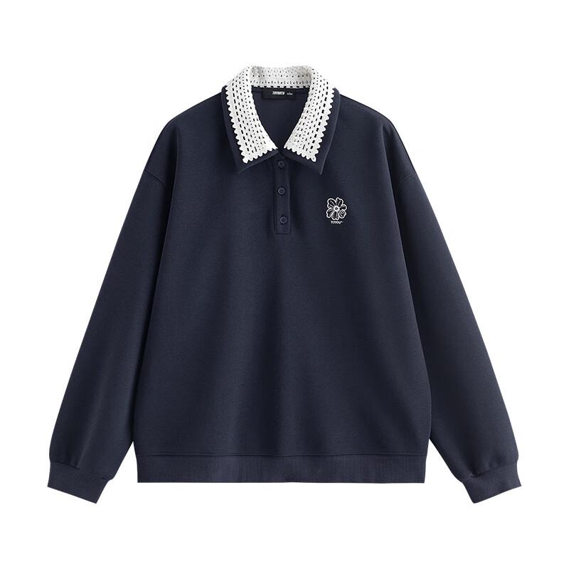 Women's Cotton Color-block Sweatshirt with Poppy Embroidery