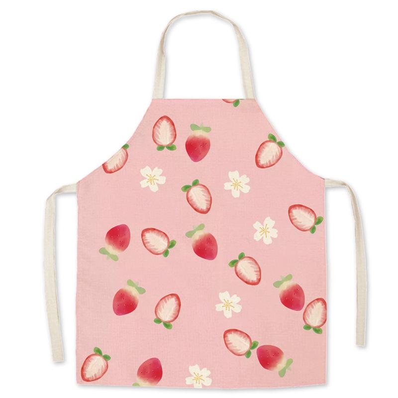 Children's and Adult Strawberry Print Waist Apron - Parent-Child Match, Sleeveless Coverall
