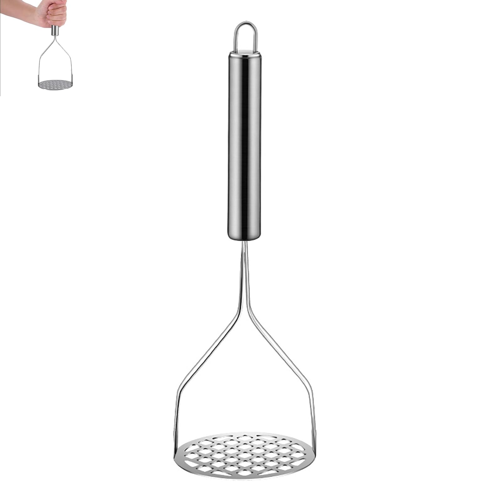 

LUYING Stainless Steel Potato Masher Baby Food Preparation Utensil Perfect for Mashing Sweet and Vegetables Easy to Clean Fine Holes Reduces Effort серебряный