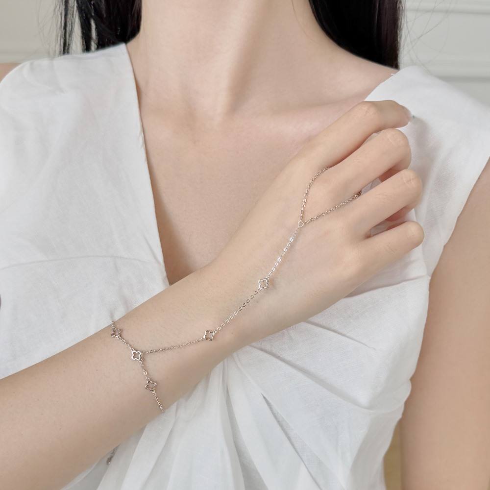 Bracelet de doigt en métal argenté style européen et américain pour femme, 1 pièce - bracelet simple et élégant, adapté au quotidien