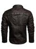 Herren Europäische & Amerikanische Slim Fit PU-Leder Motorradjacke mit Stehkragen und Plüschfutter