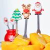 1 Satz 5-teiliges Weihnachtsbaum-Obstgabel-Set aus Edelstahl, Mini-Süßes-Salatbesteck, Küchenhelfer