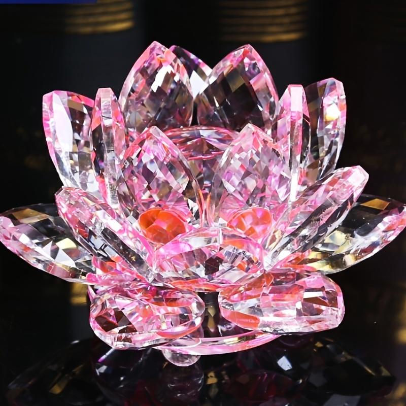 1pc Handcrafted Crystal Lotus Ornament For Home Decor And Desk Cabinet Decoration