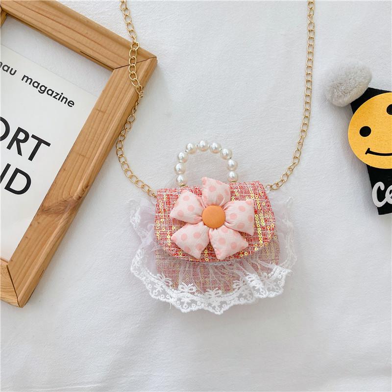 Bag Crossbody Kid With Pearl Handle And Flower Bear Rabbit Decoration