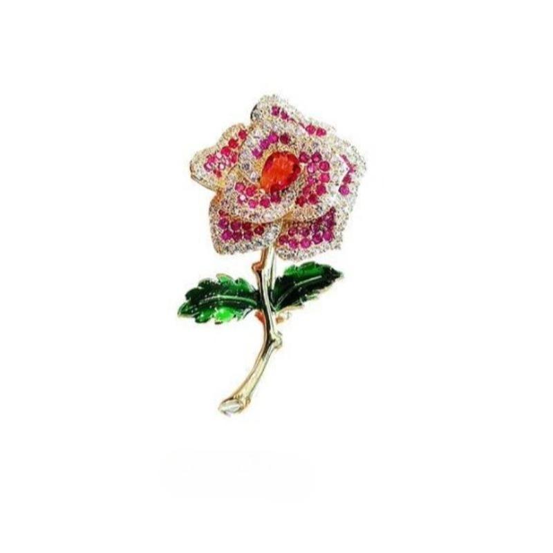 Zircon Colored Camellia Brooches Elegant Bouquet Maple Leaf Butterfly Grape Broche for Women's Cheongsam Suit Pins