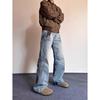 High Street Denim Pants For Men, Retro Distressed, Loose Straight Leg Pants, Wide Leg Sports Pants, Trendy