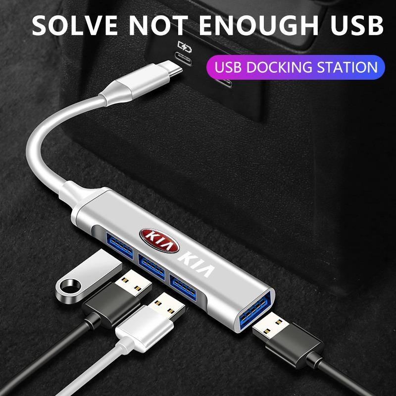 Type-C Turn USB Adapter Multi Port Distributor Hub Car Accessories For KIA Sportage Rio 3 Soul Optima Ceed Pro K5 K2 k6 K7 K8 Pride