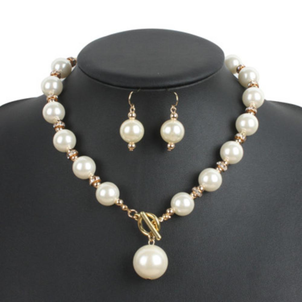 European and American Simple Diamond-encrusted Imitation Pearl Necklace Atmospheric Short Collarbone Chain Necklace