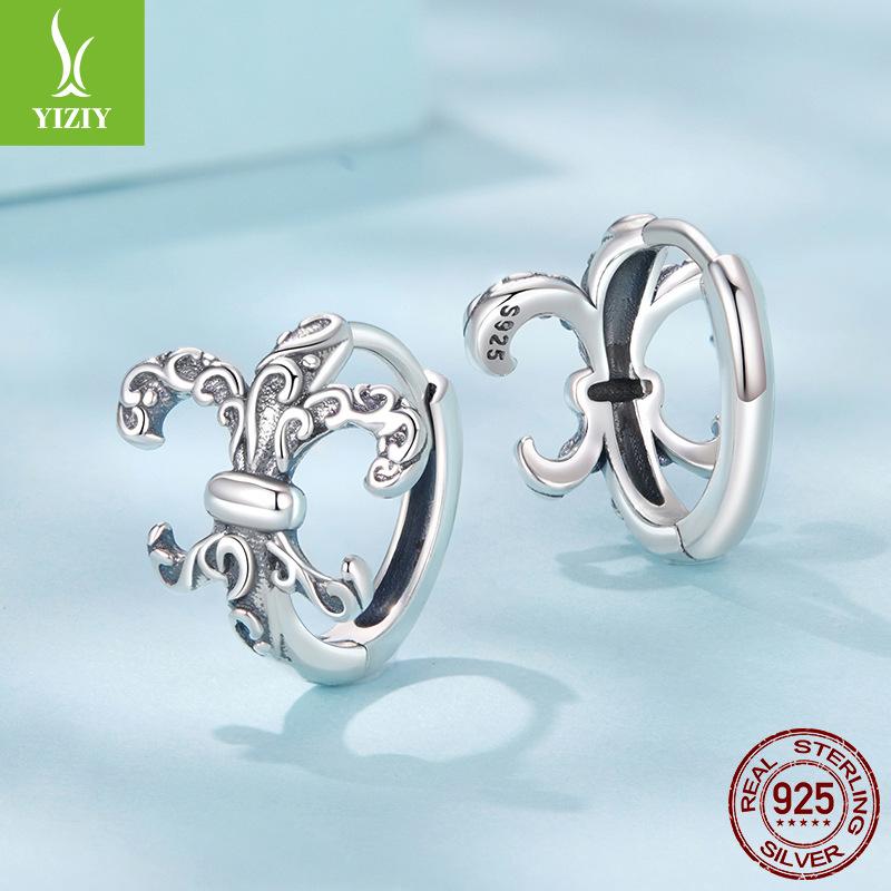 S925 Sterling Silver Classic Retro Iris Ear Buckle Women'S Personalized Pattern Earrings Earrings For Girlfriend