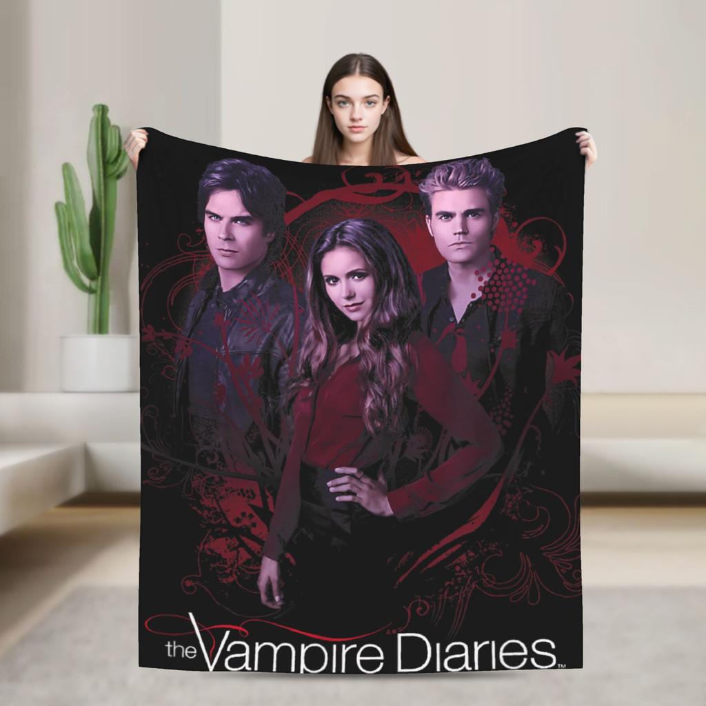 V-Vampire Diaries  Blanket Quality Warm Soft  Throw Blanket Winter Kids Adult Couch Chair Sofa Bed Funny Bedspread