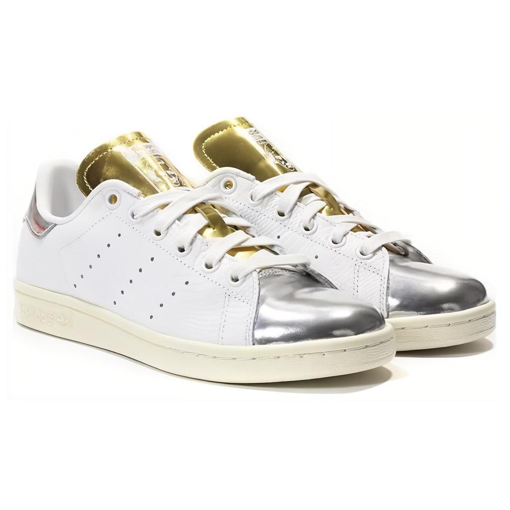 Adidas Stan Smith White Silver Gold Unisex Sneakers Footwear-White Metallic-Silver Metallic-Gold B24699
