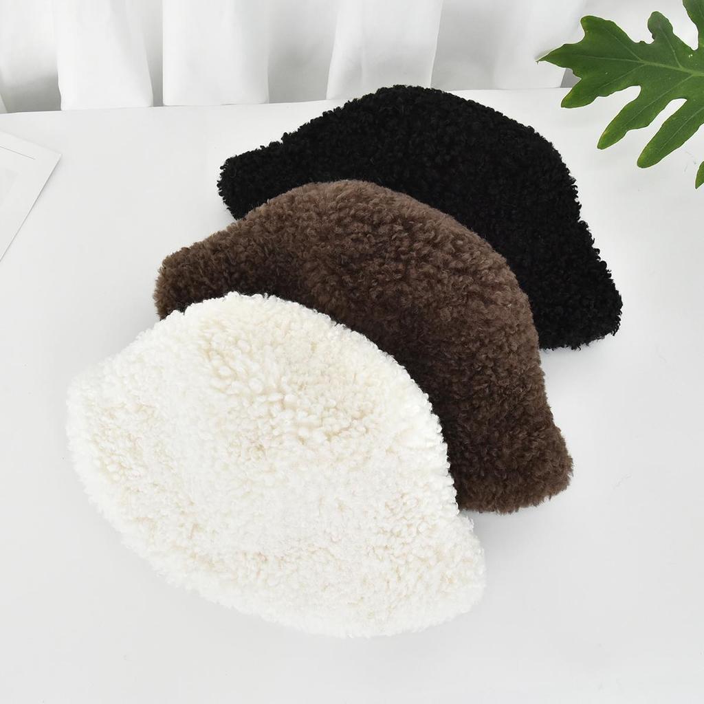 Women's Winter Faux Shearling Bucket Hat, Thickened Windproof Fluffy Fisherman Cap, Warm Cozy Outdoor Hat for Fall Winter