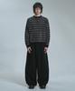 MOO Check Color Block Balloon Cotton Pants - Black
