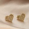 French personality trend niche peach heart stud earrings commuter versatile titanium steel earrings female niche